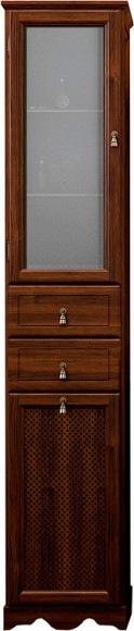 Шкаф-пенал Opadiris Тибет 40 L орех антик, матовое стекло, с бельевой корзиной